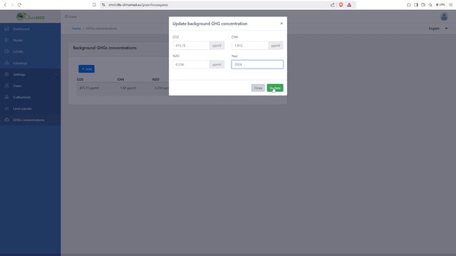 Settings - Background GHG Emissions Management (Manager)