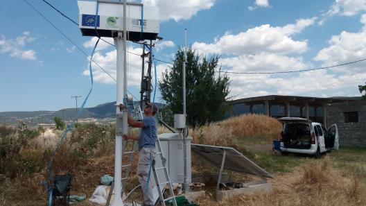 Lidar device installed at field in Central Greece